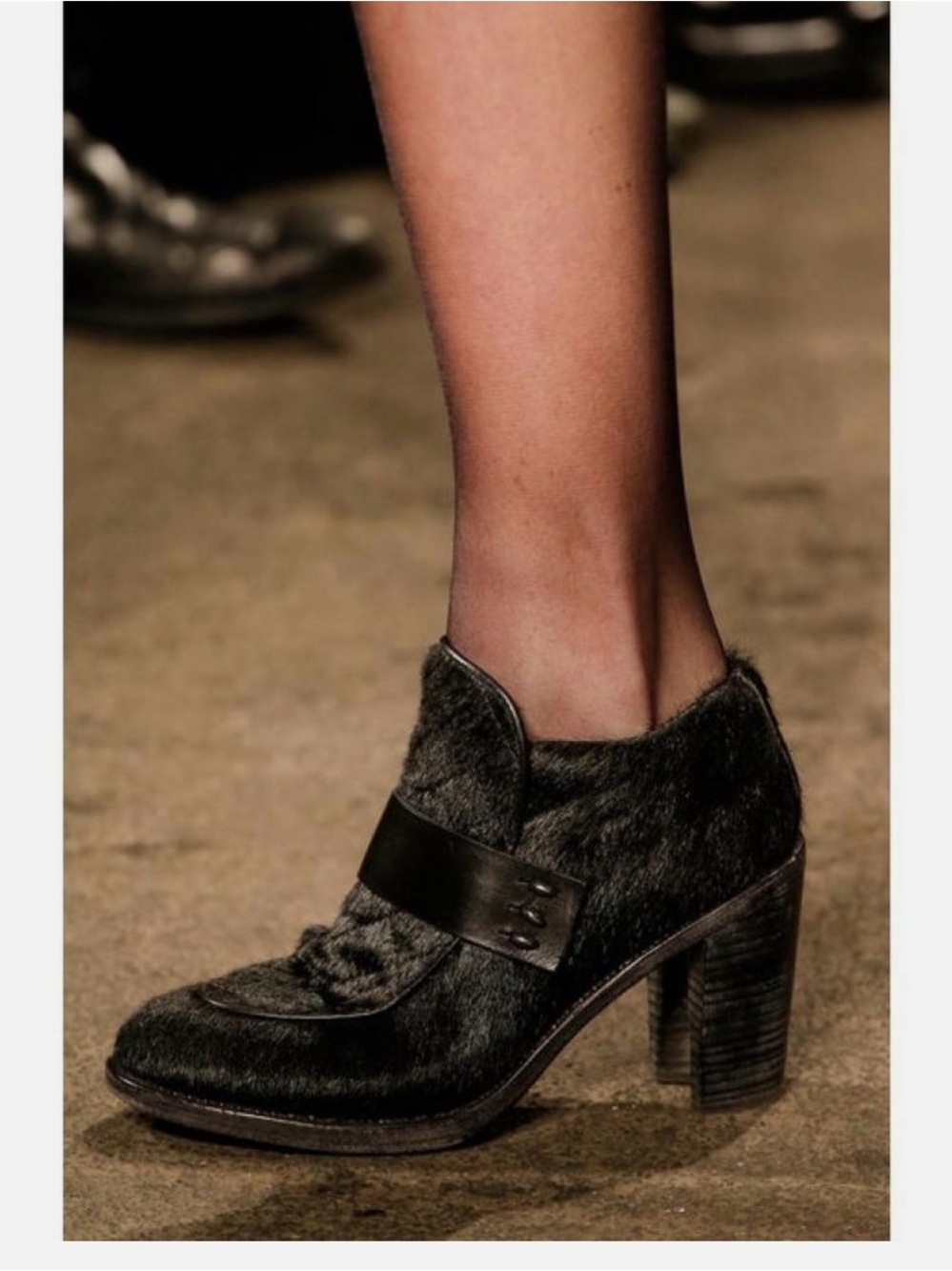 rag & bone Black Pony Hair Block Heel Ankle Boots